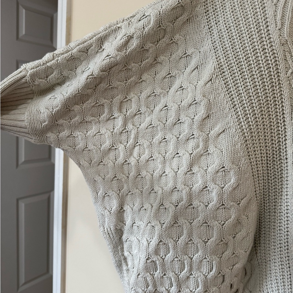 Anthropologie Light Gray Cable Knit Sweater - Picture 5 of 7